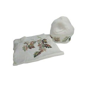 Handpainted Boy Girl 1 Piece Leaves Fall Matching Hat Cap Small 13 -18 lbs 29937